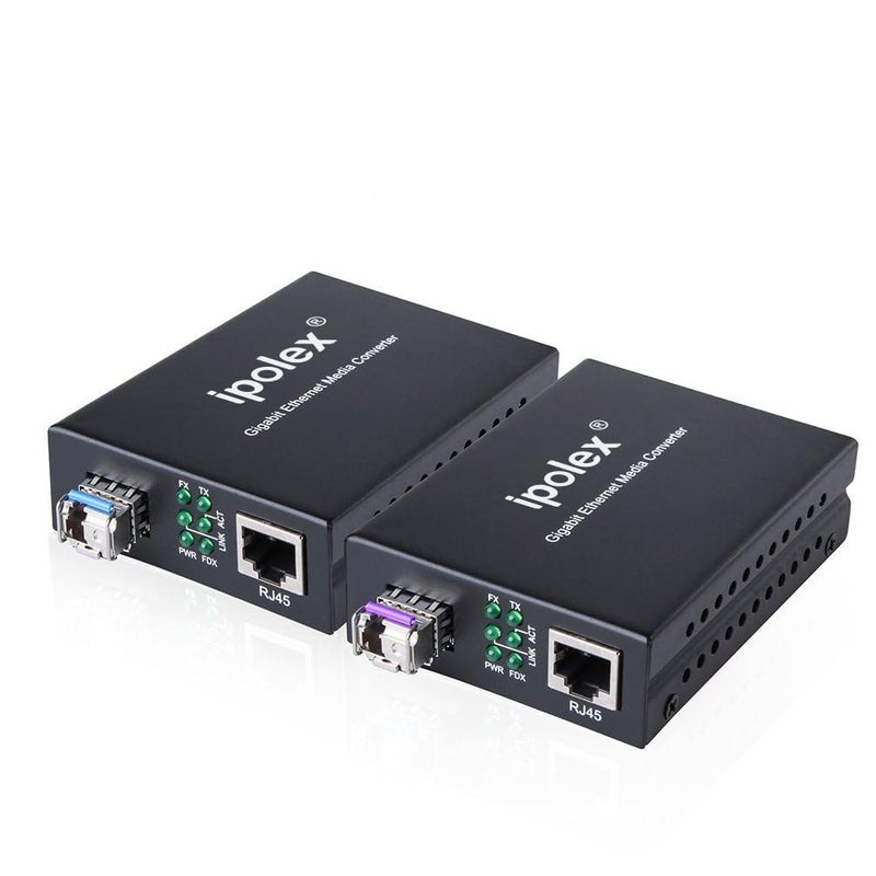 ipolex A Pair of Bidi Gigabit Single-Mode LC Fiber to Ethernet Media Converter, with BiDi SFP LX Module, 1310nm/1550nm, SMF, up to 20-KM, 1.25G Fiber Media Converter,1000Base-LX to 10/100/1000Base-TX - Image 3